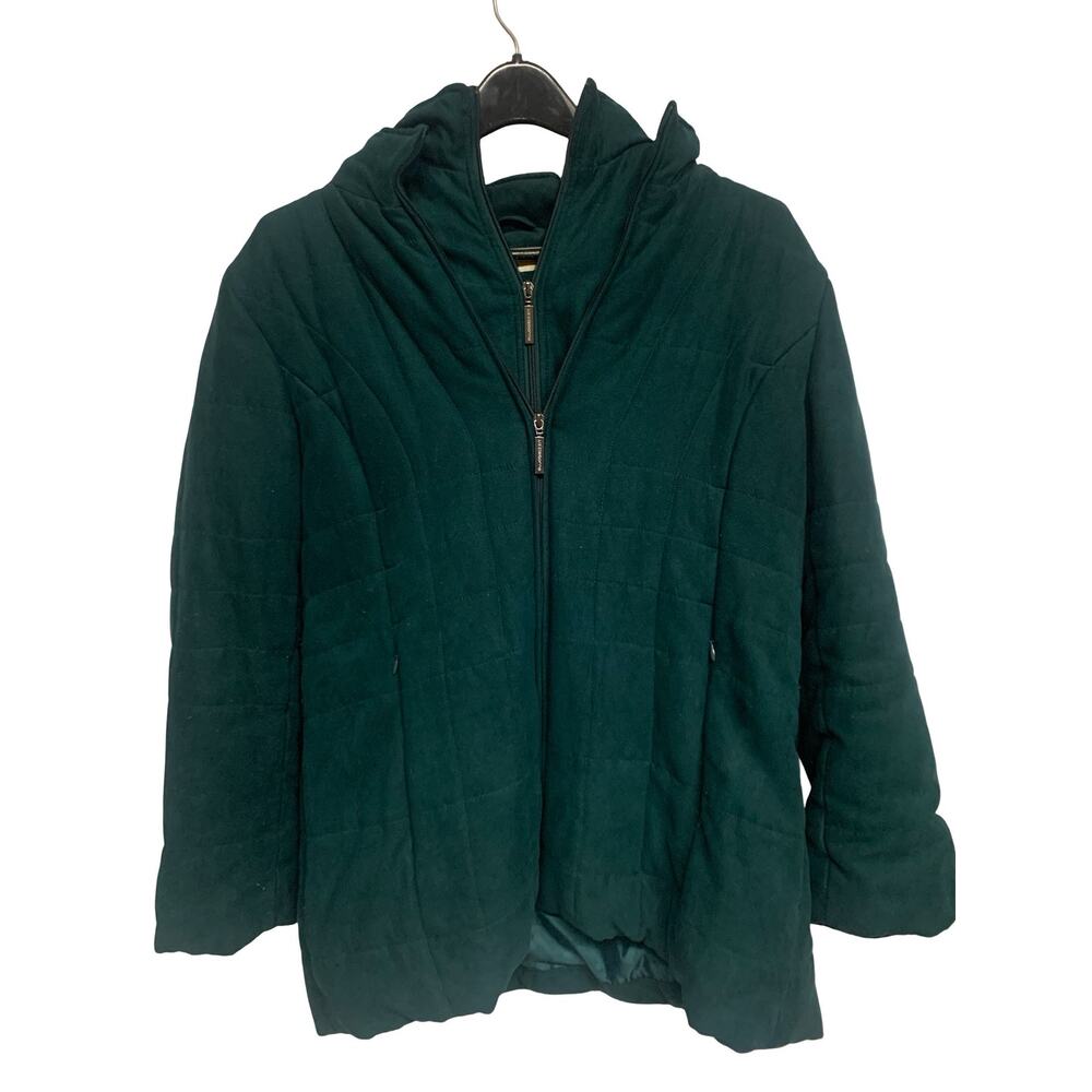 Liz Claiborne Petite Faux Fur Hooded Winter Coat – Teal Green PXL